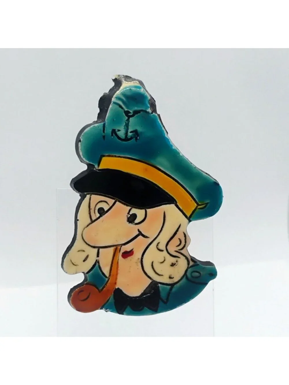 Vtg 1950s West Germany Figural Ship Boat Captain Brooch Painted Lacquer 3